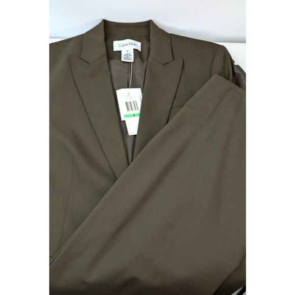 NWT Calvin Klein One Button Chocolate Brown Wool Blazer Jacket Size 8 | … - Picture 10 of 11